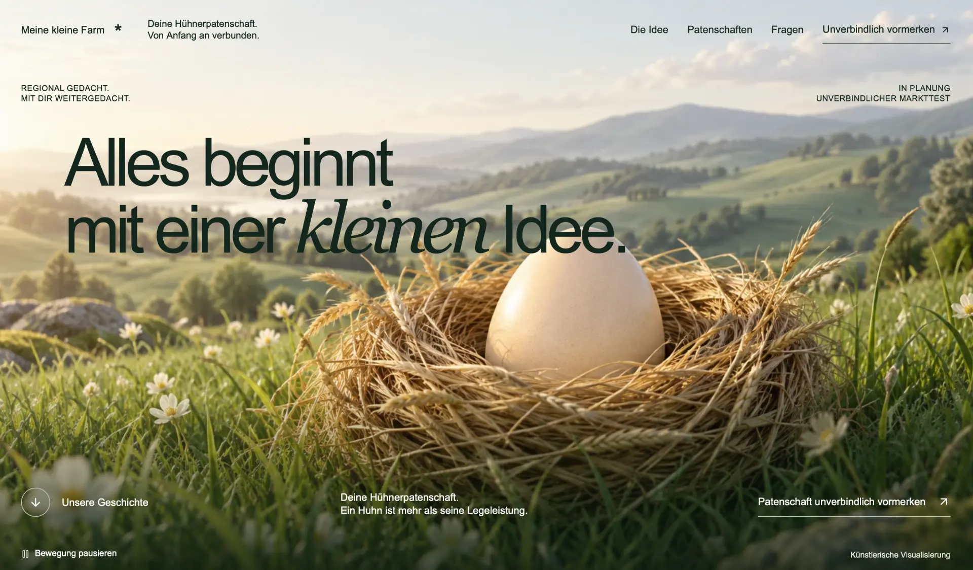 Website Meine kleine Farm — Hühnerpatenschaften